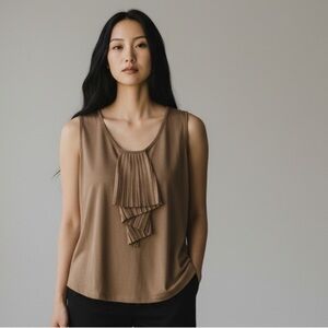 Talbots sleeveless blouse XL Petite taupe color. Decorative front. NWOT